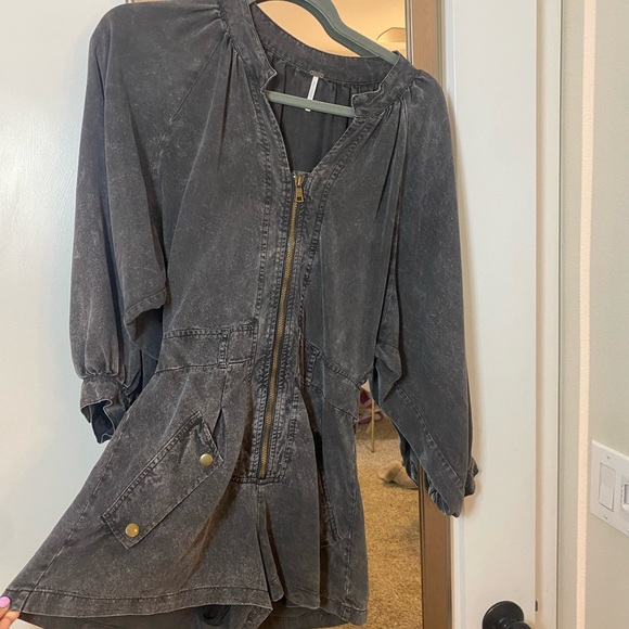 YFB denim wash romper in gun metal- size XS! - Picture 2 of 4